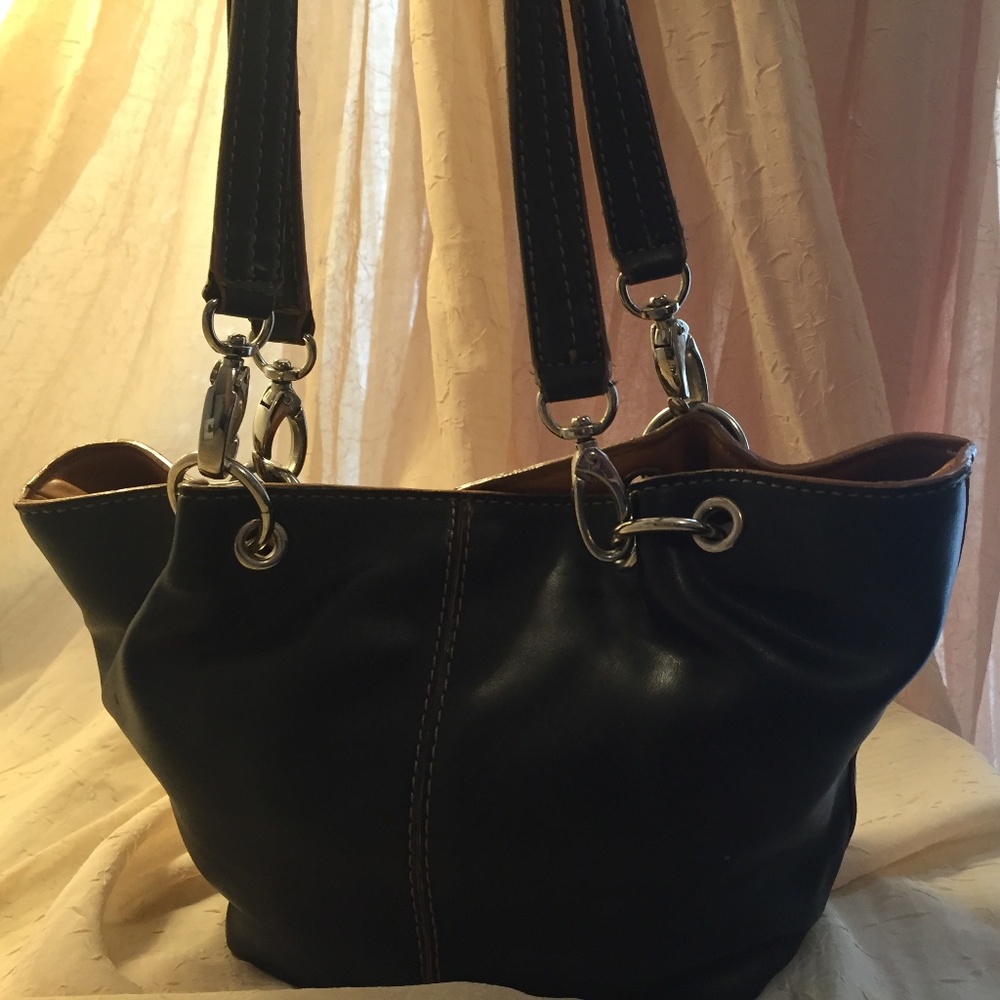 Nine West Black Leather Bucket Purse